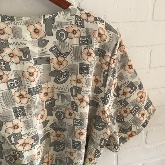 Vintage 80s Midi dress Floral print Mosaïc Grandma Grannycore XXL - Picture 8 of 13